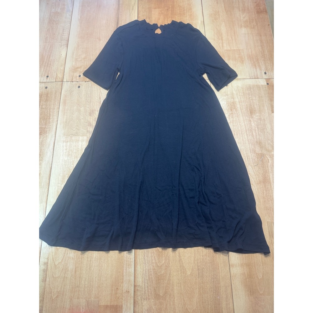 Old Navy Women's Black Ribbed Knit Midi Dress Size Small Keyhole Neck